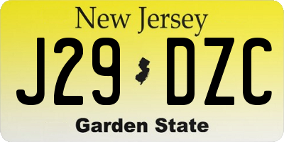 NJ license plate J29DZC