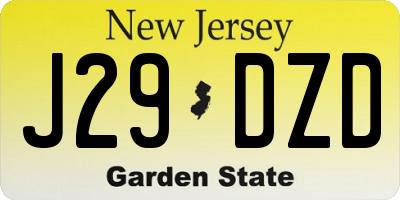 NJ license plate J29DZD