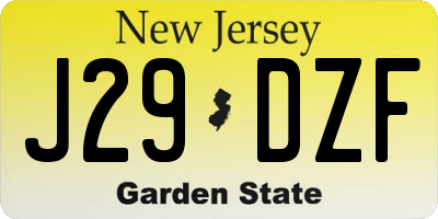 NJ license plate J29DZF