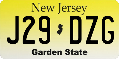 NJ license plate J29DZG