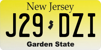 NJ license plate J29DZI