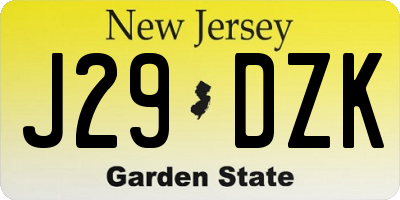 NJ license plate J29DZK
