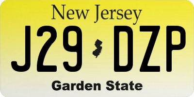 NJ license plate J29DZP