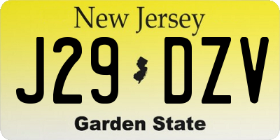 NJ license plate J29DZV
