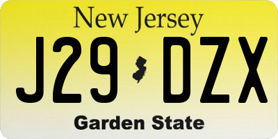 NJ license plate J29DZX