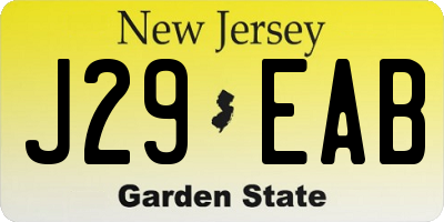 NJ license plate J29EAB