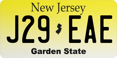 NJ license plate J29EAE