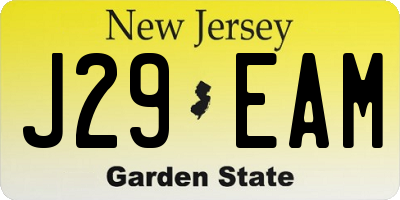 NJ license plate J29EAM