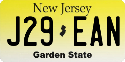 NJ license plate J29EAN