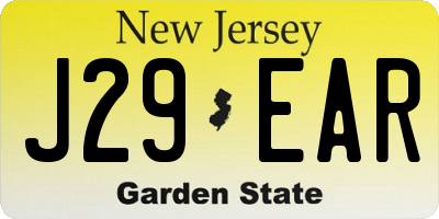 NJ license plate J29EAR