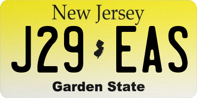 NJ license plate J29EAS