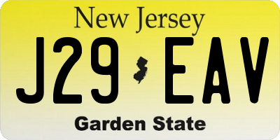 NJ license plate J29EAV