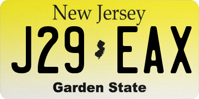 NJ license plate J29EAX