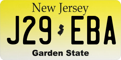 NJ license plate J29EBA