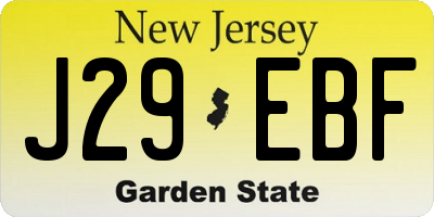 NJ license plate J29EBF