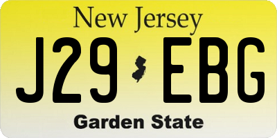 NJ license plate J29EBG