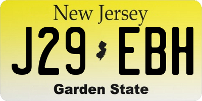 NJ license plate J29EBH
