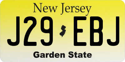 NJ license plate J29EBJ