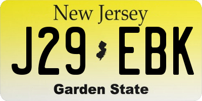 NJ license plate J29EBK