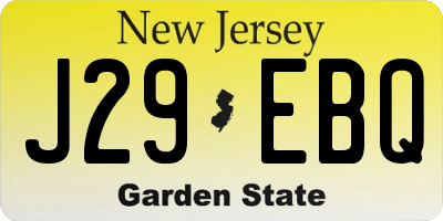 NJ license plate J29EBQ