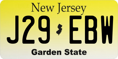 NJ license plate J29EBW