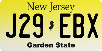 NJ license plate J29EBX