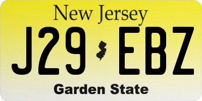 NJ license plate J29EBZ