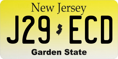 NJ license plate J29ECD