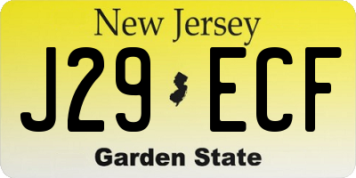 NJ license plate J29ECF