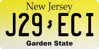 NJ license plate J29ECI