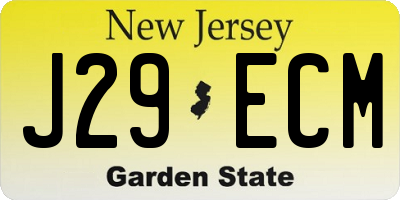 NJ license plate J29ECM