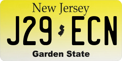 NJ license plate J29ECN