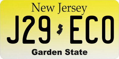 NJ license plate J29ECO