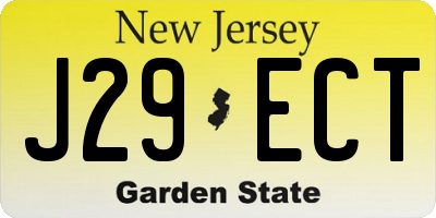 NJ license plate J29ECT