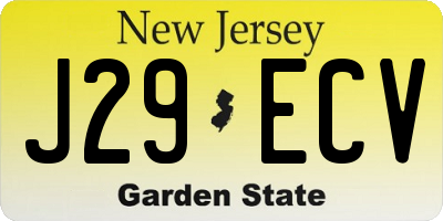 NJ license plate J29ECV