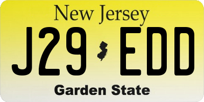 NJ license plate J29EDD