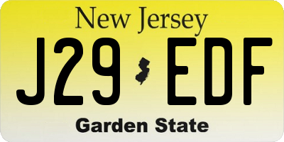 NJ license plate J29EDF
