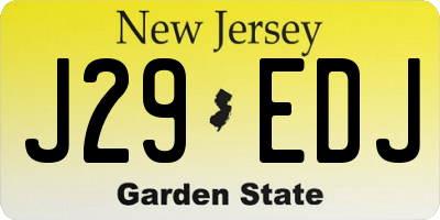 NJ license plate J29EDJ