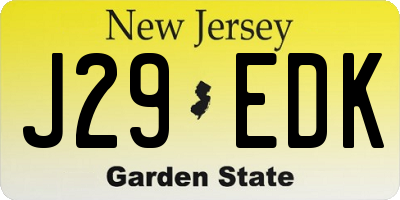 NJ license plate J29EDK