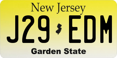 NJ license plate J29EDM