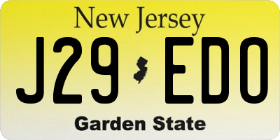NJ license plate J29EDO