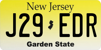 NJ license plate J29EDR