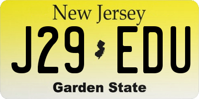 NJ license plate J29EDU