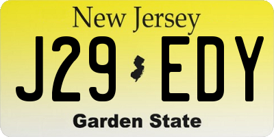 NJ license plate J29EDY