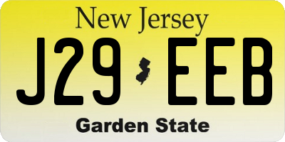 NJ license plate J29EEB