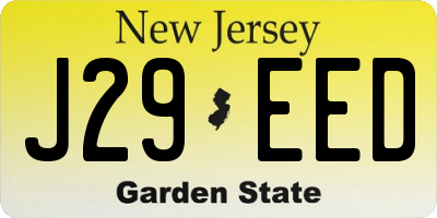 NJ license plate J29EED