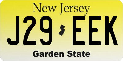 NJ license plate J29EEK