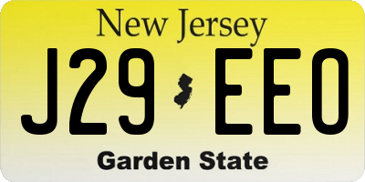 NJ license plate J29EEO