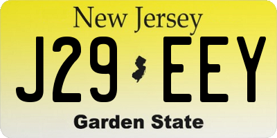 NJ license plate J29EEY
