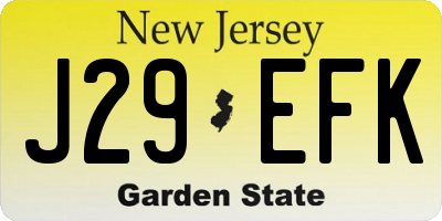 NJ license plate J29EFK